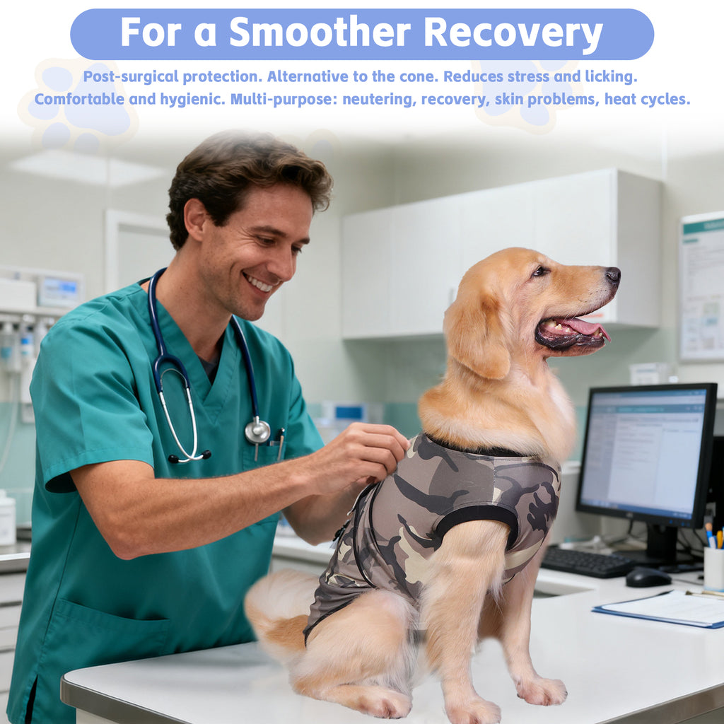 Dog Recovery Suit – Comfortable Post-Surgery Protection | Pet Glam CAMOUFLAGE
